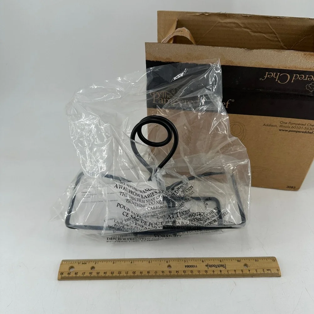 Pampered Chef Small Bowl Caddy 3083 Black Wrought Iron Serving Stand Rack